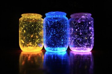 Three-colored-glowing-jars